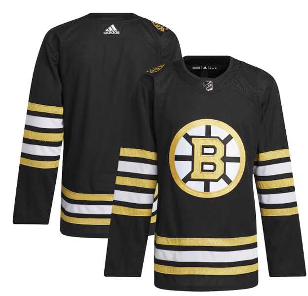 Mens Boston Bruins Blank Black 100th Anniversary Stitched Jersey Dzhi->boston bruins->NHL Jersey